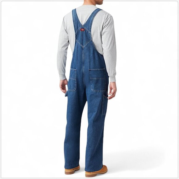 Dickies Stonewash Indigo Blue Bib Overalls Denim Carpenter NWT NEW 42 x 30 - Picture 3 of 7